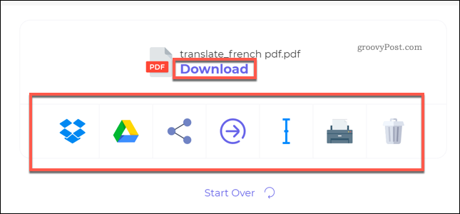 Descargar un archivo PDF traducido usando DeftPDF