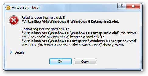 error de virtualbox: no se pudo abrir el disco duro uuid