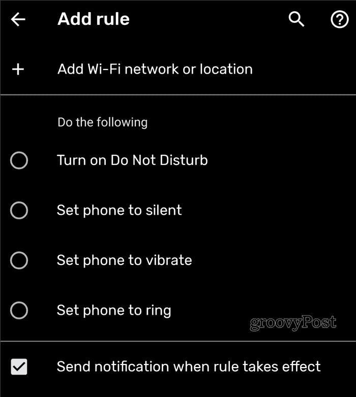 Reglas de Android Agregar regla