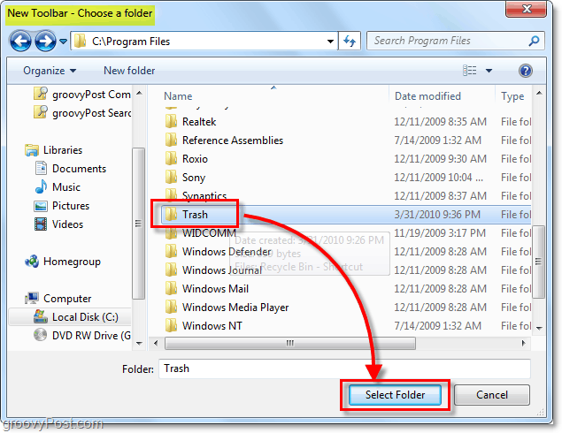 Cómo anclar una papelera de reciclaje completamente funcional a la barra de tareas de Windows 7