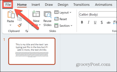 menú de archivo de powerpoint