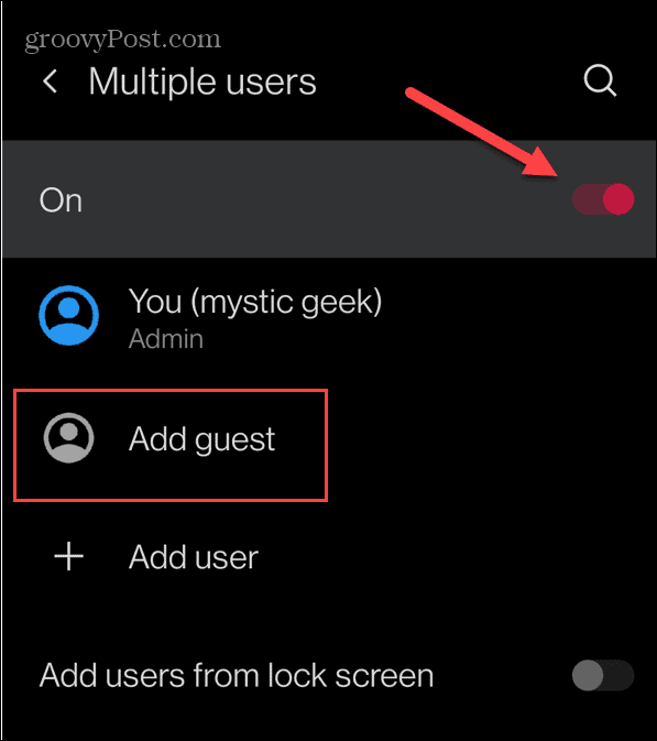 habilitar el modo invitado en Android