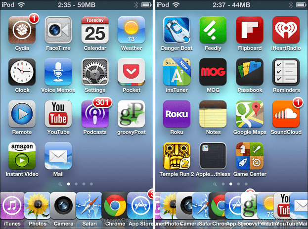 Seis y 10 iconos en iOS Dock