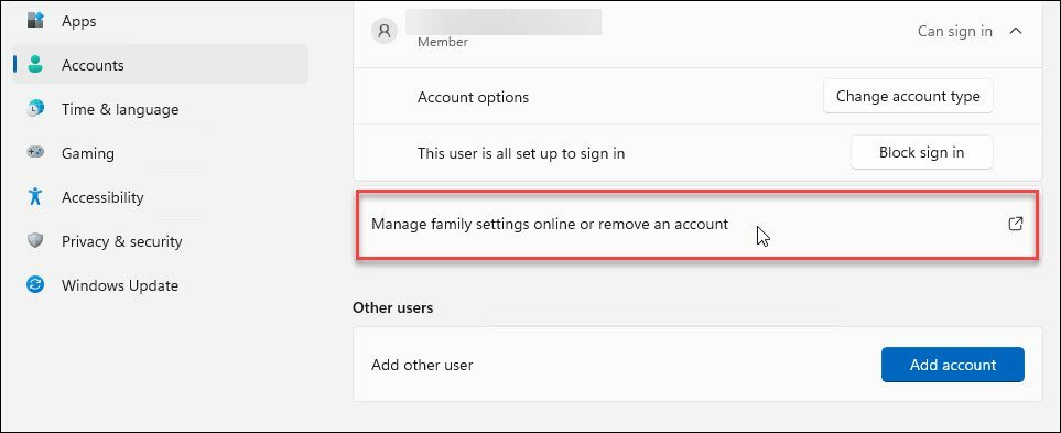 Configurar controles parentales en Windows 11