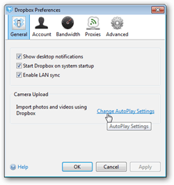cambiar la configuración de Dropbox Autoplay