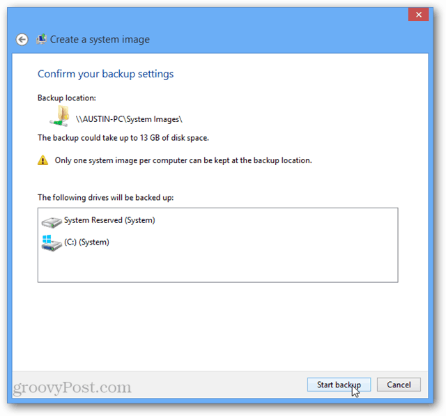 Windows 8 iniciar copia de seguridad