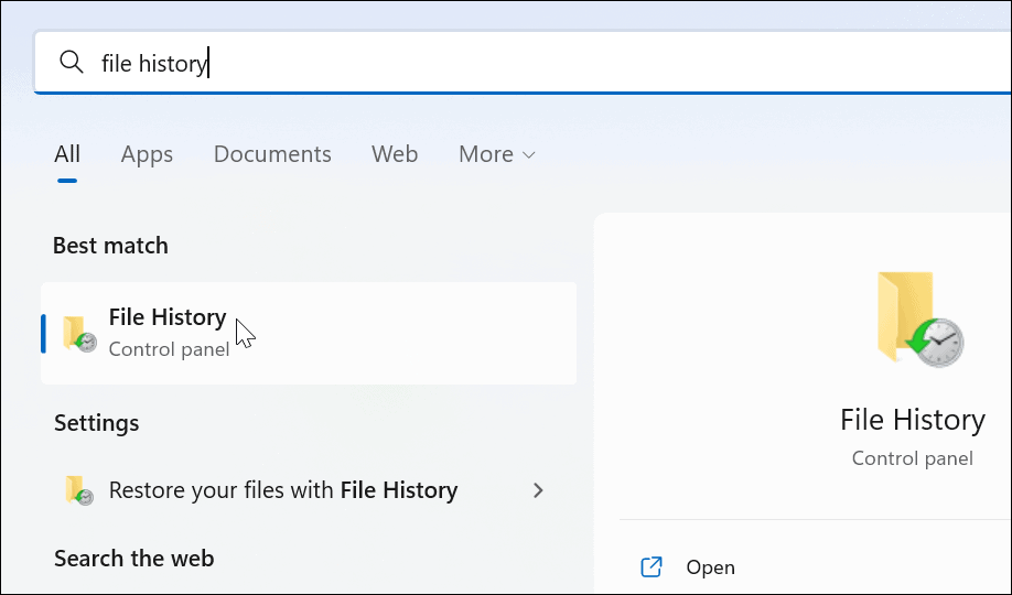 usar historial de archivos en windows 11