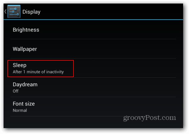La configuración de la pantalla de bloqueo de Goggle Nexus 7 muestra inactividad inactiva