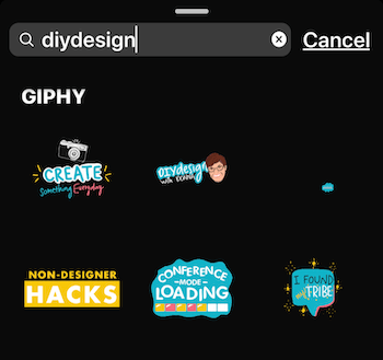 gifs de la búsqueda de diseño de bricolaje en Instagram Stories