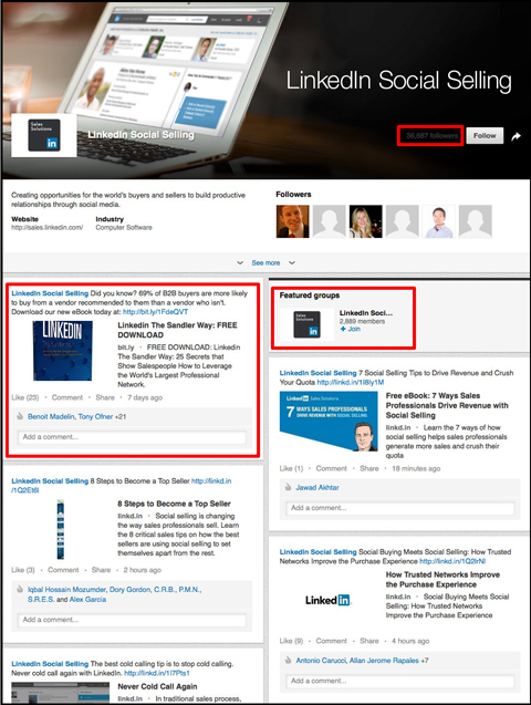 linkedin social selling página de presentación de linkedin