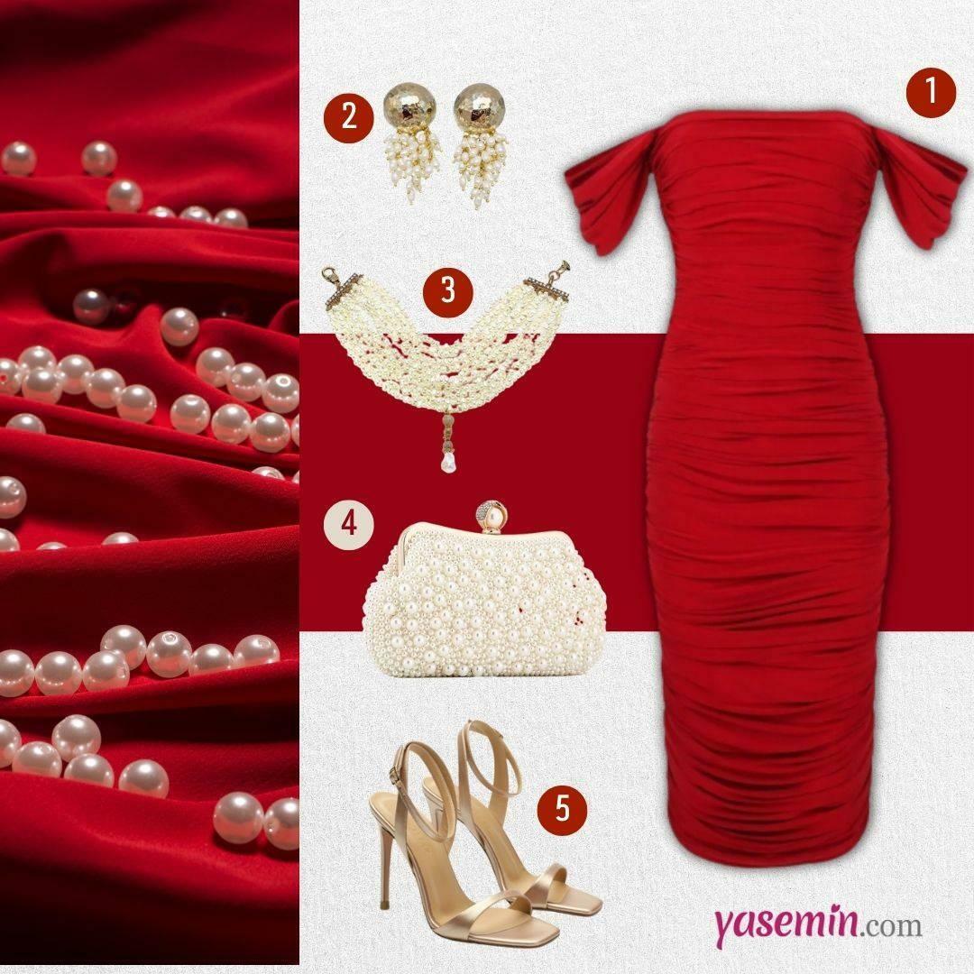combinación vestido rojo
