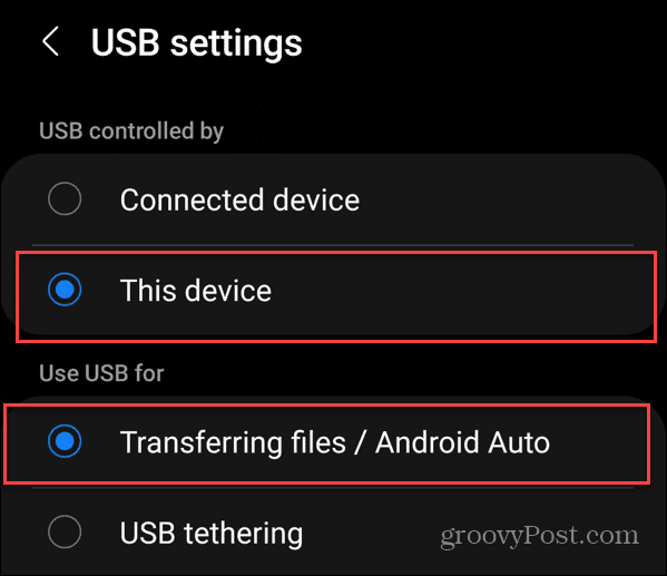 Transferir fotos de Android a una unidad USB