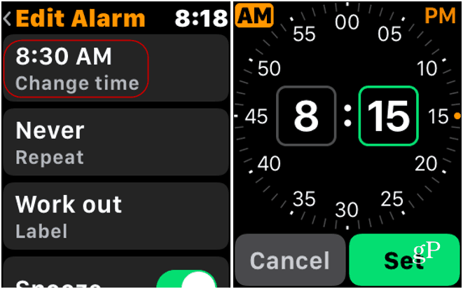 Cambiar alarma en Apple Watch