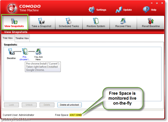 Comodo Time Machine crea instantáneas e imágenes del sistema