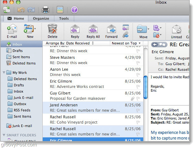 Outlook 2011 para captura de pantalla de Mac