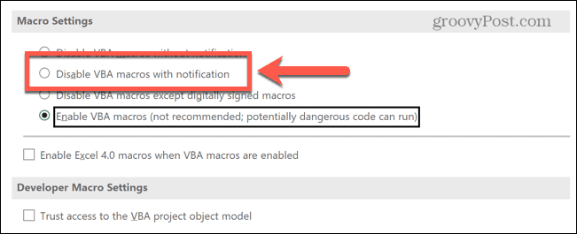 excel deshabilitar macros con notificaciones