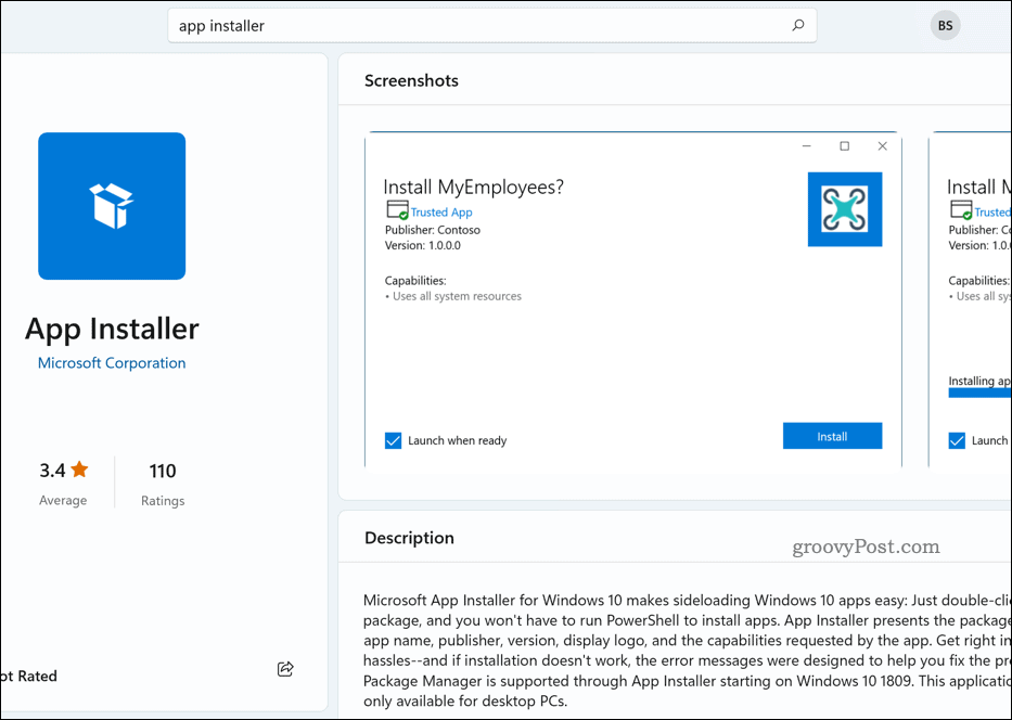 Instalador de aplicaciones en Microsoft Store