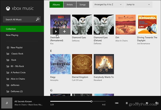 Interfaz web de música de Xbox