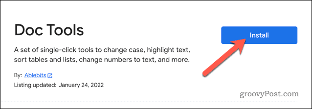 Instalación del complemento Doc Tools en Google Docs