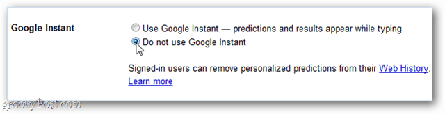 no uses google instant