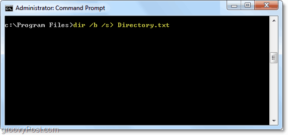 use dir / b / s> directory.txt para enviar una consulta de directorio a un archivo de texto