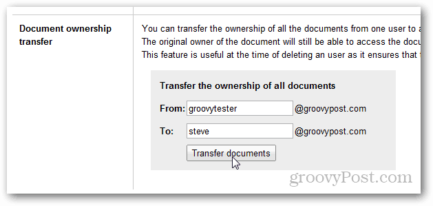 Google Apps transfiere la propiedad de los documentos
