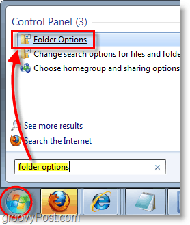 Captura de pantalla de Windows 7: opciones de carpeta abierta