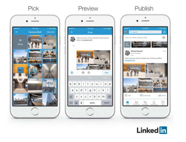 LinkedIn anunció que los miembros ahora pueden agregar fácilmente varias fotos a una sola publicación.