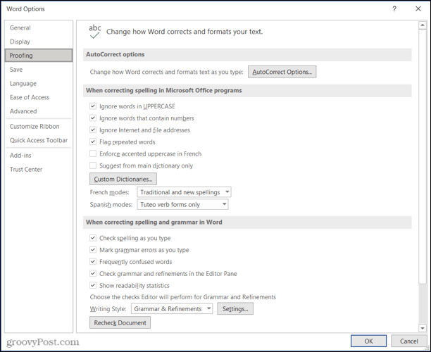 Configuración de corrección de texto para Microsoft Editor