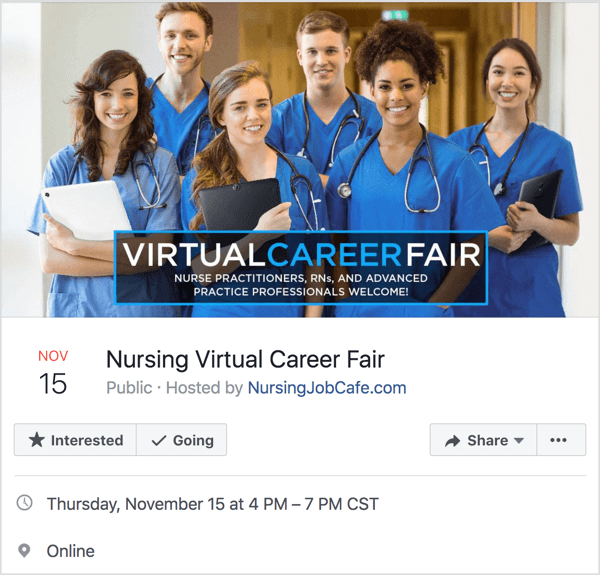 Considere usar la palabra "virtual" en el título de su evento de Facebook.