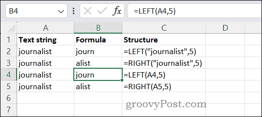 Usando funciones IZQUIERDA y DERECHA en Excel