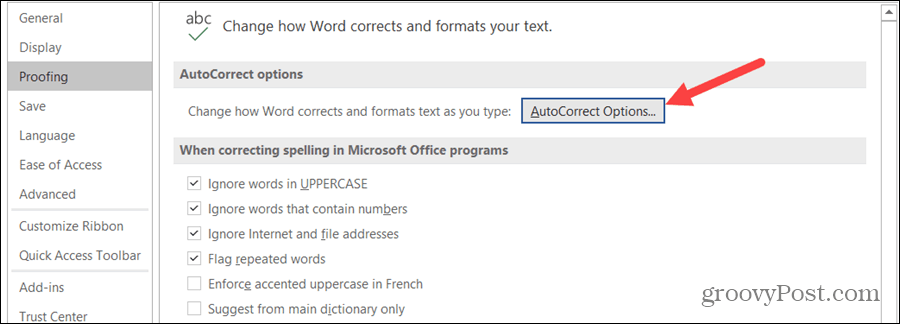 Opciones de Autocorrección en Windows