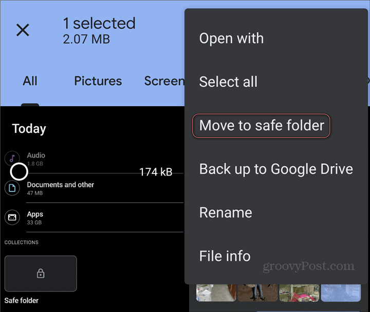 Mover archivos de Google Safe Folder