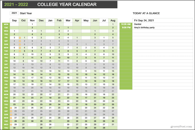 Calendario del año universitario