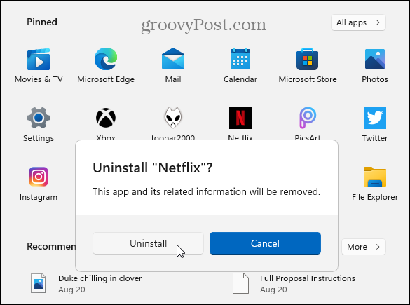 Verificar desinstalar la aplicación de Microsoft Store