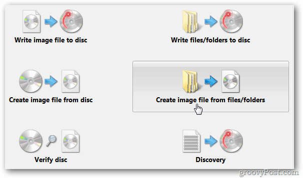 Crear archivo de imagen a partir de archivos de carpeta