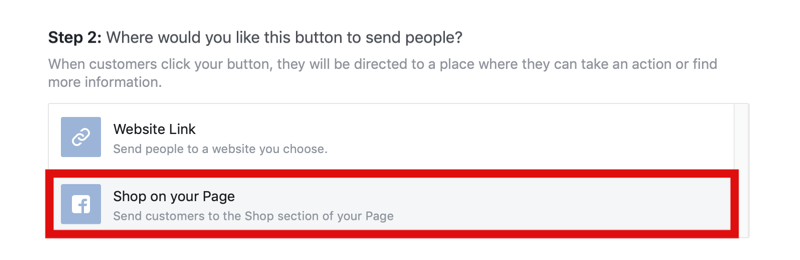 paso 2 de cómo agregar el botón Comprar ahora a la página de Facebook para compras en Instagram