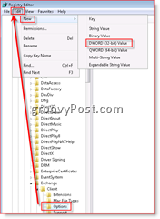 Editor del Registro de Windows que permite la recuperación de correo electrónico en la Bandeja de entrada para Outlook 2007 Dword