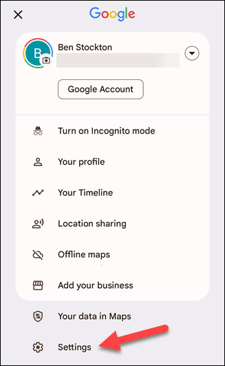 Abrir la configuración de Google Maps en el móvil