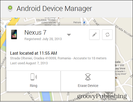 Mapa de Android Device Manager
