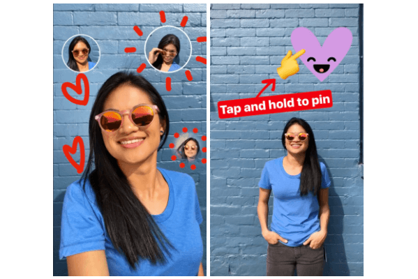 Instagram implementó una nueva función que llama Pinning que permite a los usuarios convertir cualquier foto o texto en una etiqueta para sus videos o imágenes de Instagram Stories, incluso una selfie.