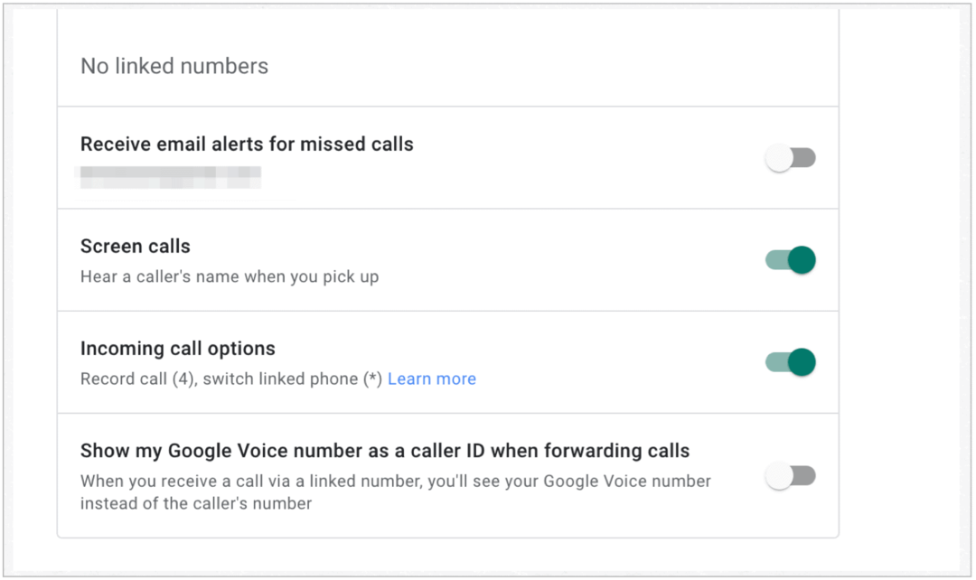 Opciones de llamadas entrantes de Google Voice