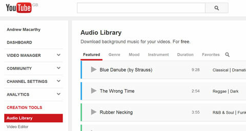 biblioteca de audio de youtube