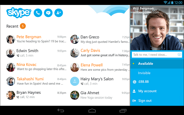 Skype 4.4 para Android viene con una nueva apariencia de tableta