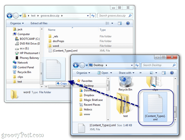 editar manualmente docx xml en windows 7