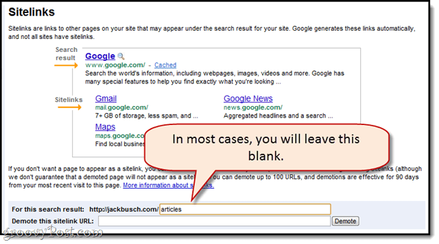 degradar enlaces de sitio en las herramientas para webmasters de Google