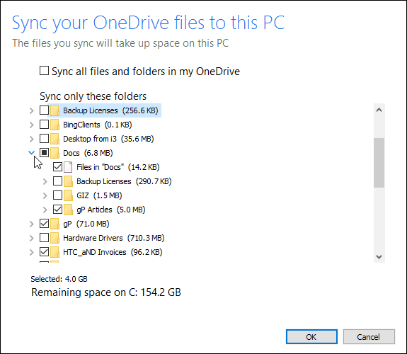Cómo seleccionar qué carpetas de OneDrive se sincronizan en la ventana 10