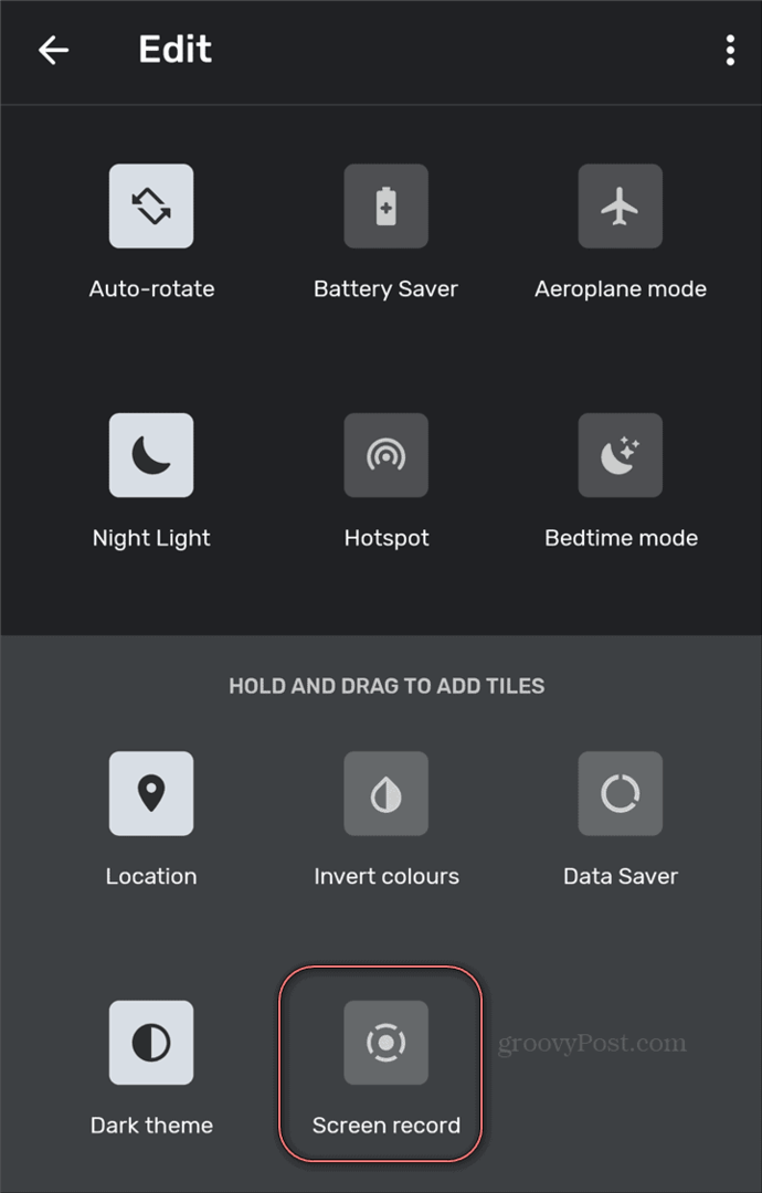 Grabador de pantalla de Android Grabador de pantalla de configuración rápida