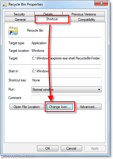 cambiar un icono de acceso directo en windows 7
