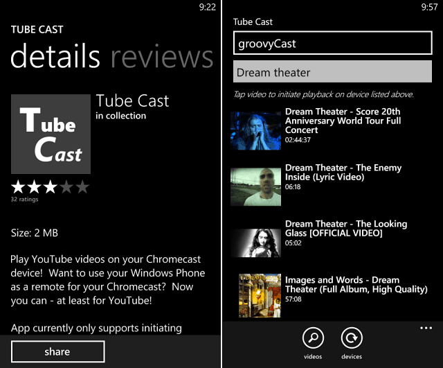 Enviar videos de YouTube a Chromecast desde Windows Phone